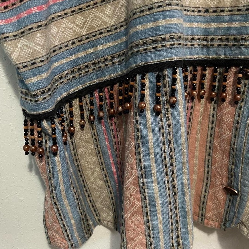 Multicolored Vintage Western Beaded Fringe Vest - Picture 3 of 7